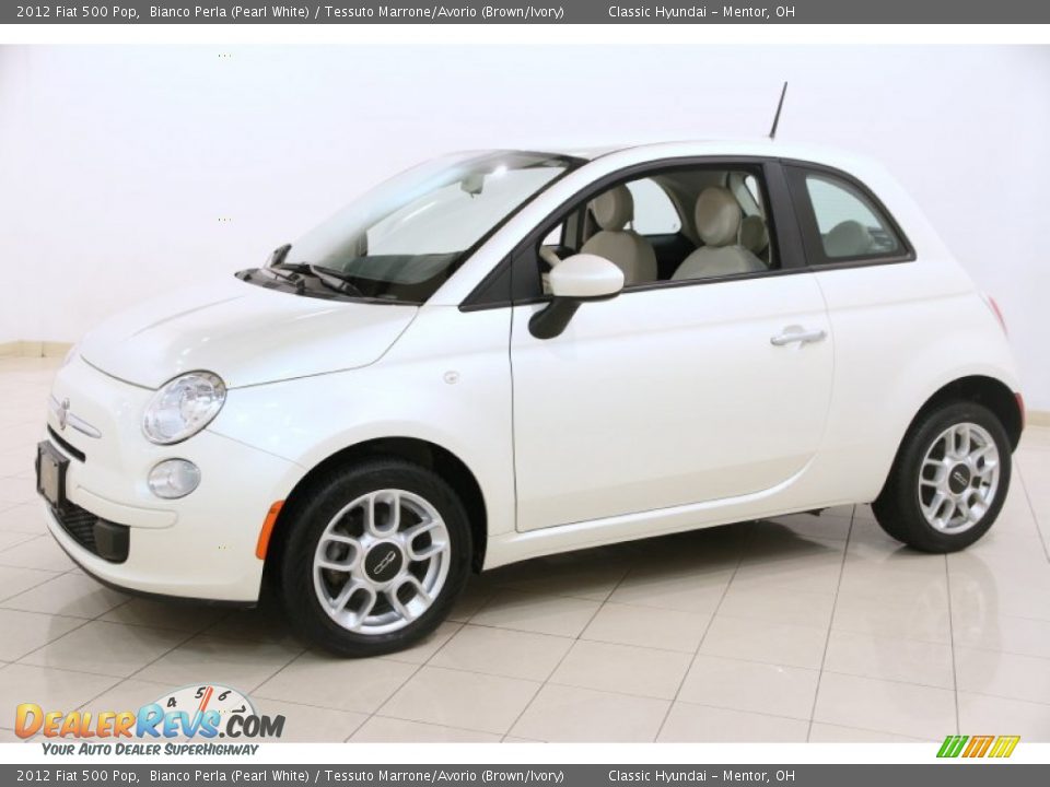 2012 Fiat 500 Pop Bianco Perla (Pearl White) / Tessuto Marrone/Avorio (Brown/Ivory) Photo #3