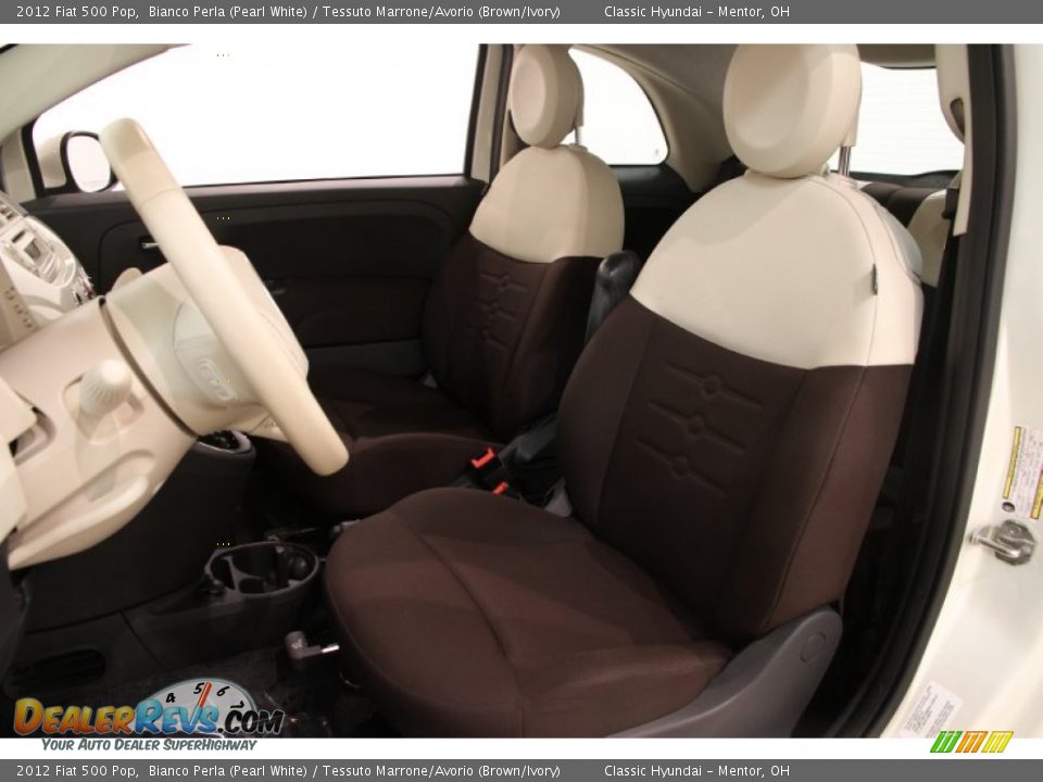 2012 Fiat 500 Pop Bianco Perla (Pearl White) / Tessuto Marrone/Avorio (Brown/Ivory) Photo #5