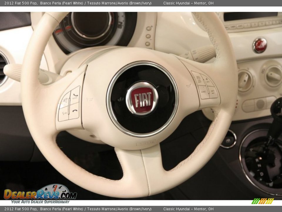 2012 Fiat 500 Pop Bianco Perla (Pearl White) / Tessuto Marrone/Avorio (Brown/Ivory) Photo #6