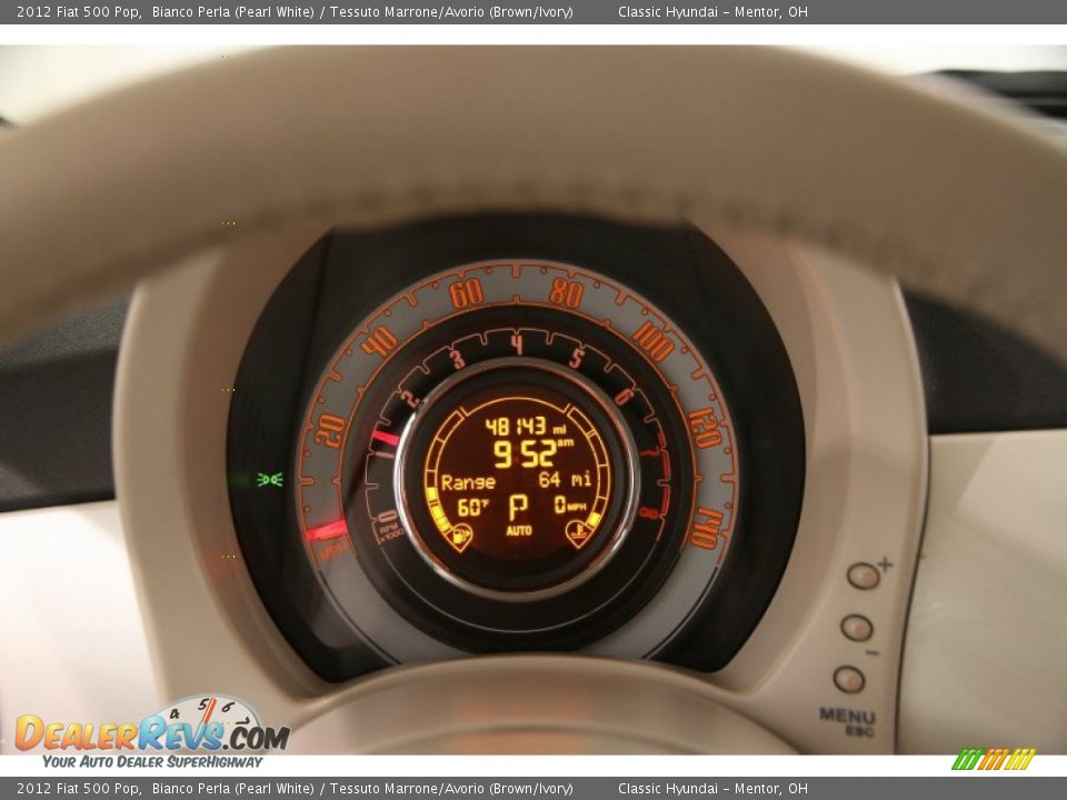 2012 Fiat 500 Pop Bianco Perla (Pearl White) / Tessuto Marrone/Avorio (Brown/Ivory) Photo #7