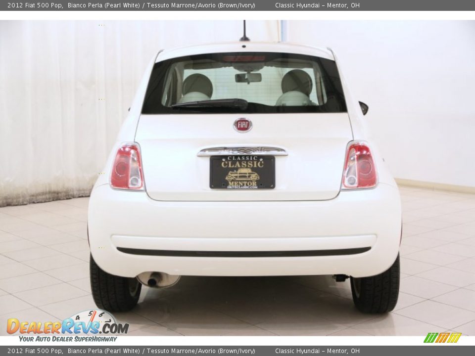 2012 Fiat 500 Pop Bianco Perla (Pearl White) / Tessuto Marrone/Avorio (Brown/Ivory) Photo #14
