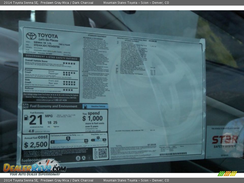 2014 Toyota Sienna SE Predawn Gray Mica / Dark Charcoal Photo #11