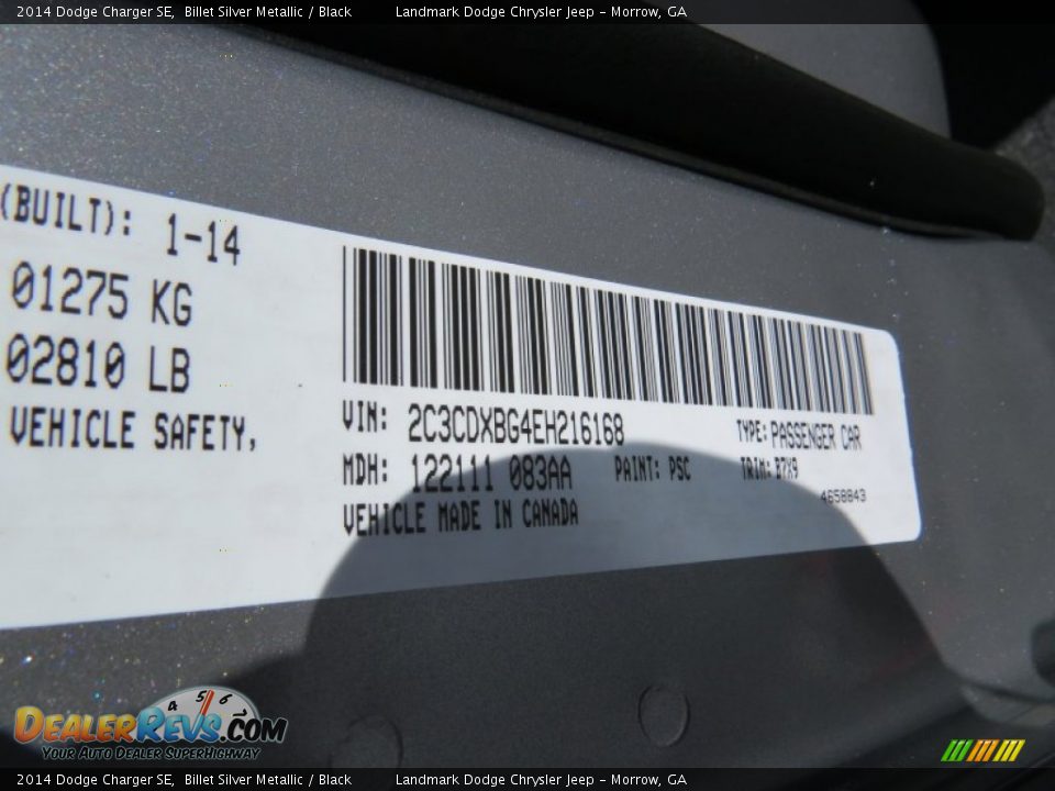 2014 Dodge Charger SE Billet Silver Metallic / Black Photo #10