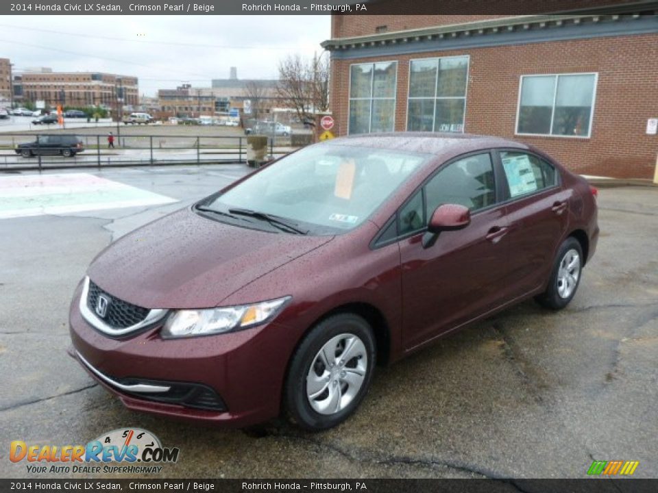 2014 Honda Civic LX Sedan Crimson Pearl / Beige Photo #1