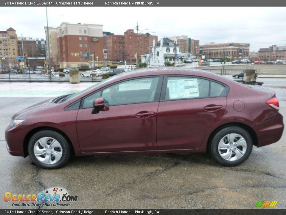2014 Honda Civic LX Sedan Crimson Pearl / Beige Photo #2