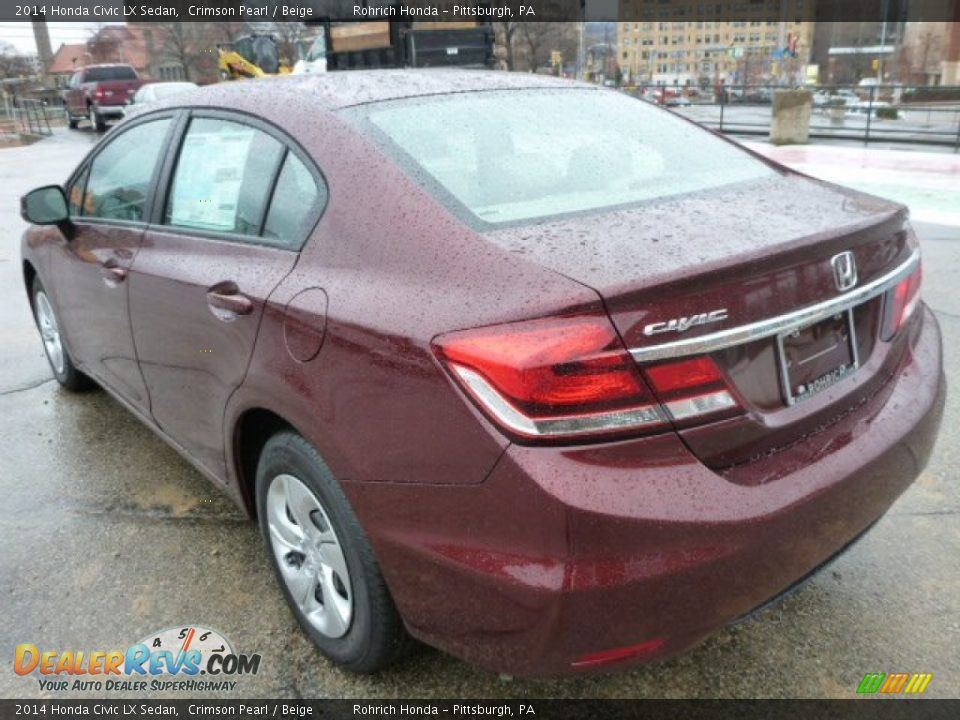2014 Honda Civic LX Sedan Crimson Pearl / Beige Photo #3