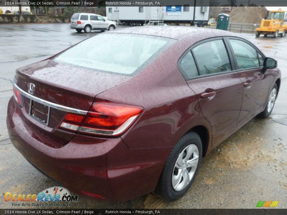 2014 Honda Civic LX Sedan Crimson Pearl / Beige Photo #5
