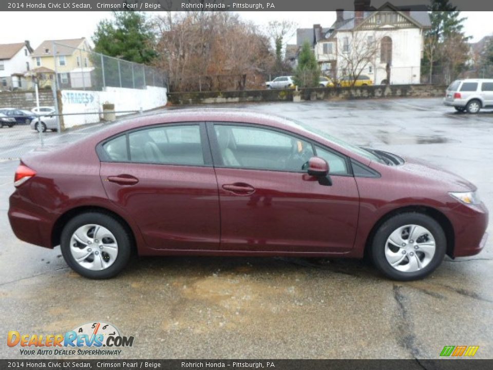 2014 Honda Civic LX Sedan Crimson Pearl / Beige Photo #6