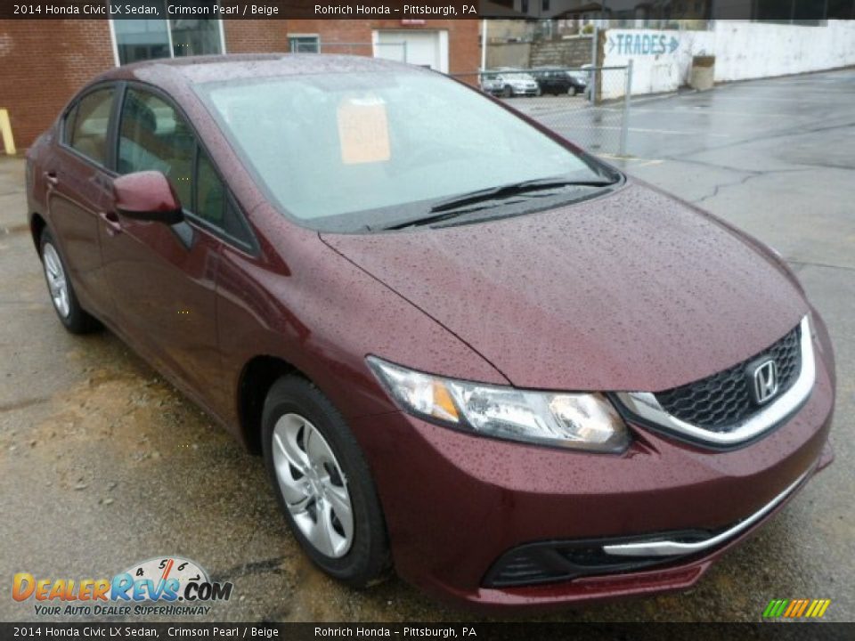 2014 Honda Civic LX Sedan Crimson Pearl / Beige Photo #7