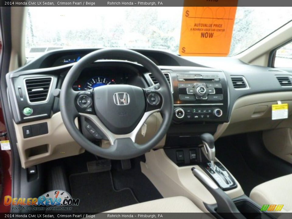 2014 Honda Civic LX Sedan Crimson Pearl / Beige Photo #12