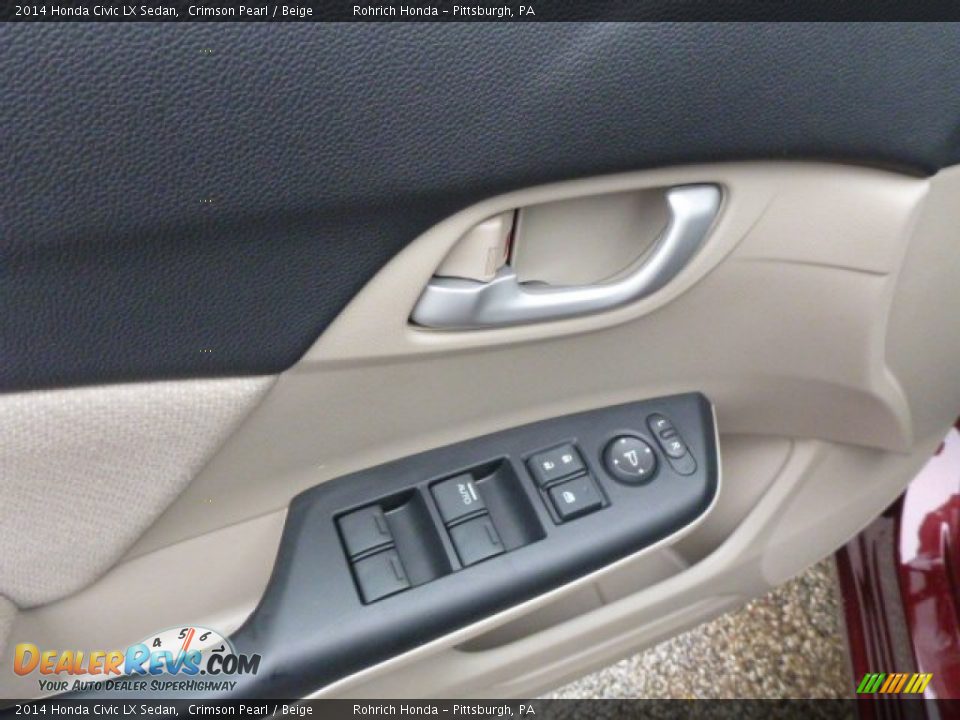 2014 Honda Civic LX Sedan Crimson Pearl / Beige Photo #13