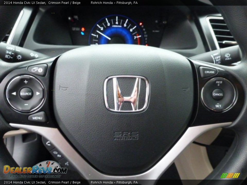 2014 Honda Civic LX Sedan Crimson Pearl / Beige Photo #14