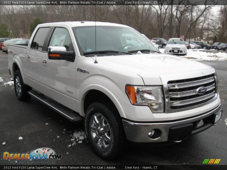 2013 Ford F150 Lariat SuperCrew 4x4 White Platinum Metallic Tri-Coat / Adobe Photo #1