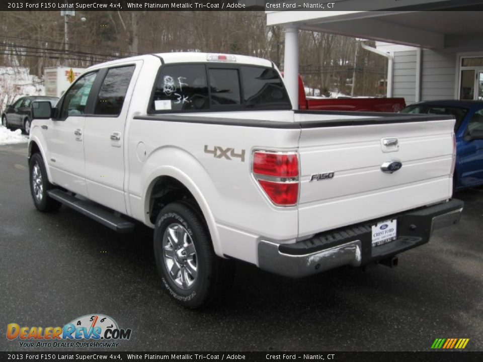 2013 Ford F150 Lariat SuperCrew 4x4 White Platinum Metallic Tri-Coat / Adobe Photo #2