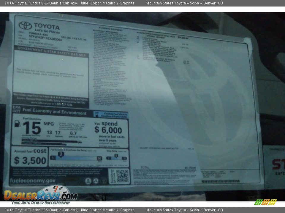 2014 Toyota Tundra SR5 Double Cab 4x4 Blue Ribbon Metallic / Graphite Photo #10