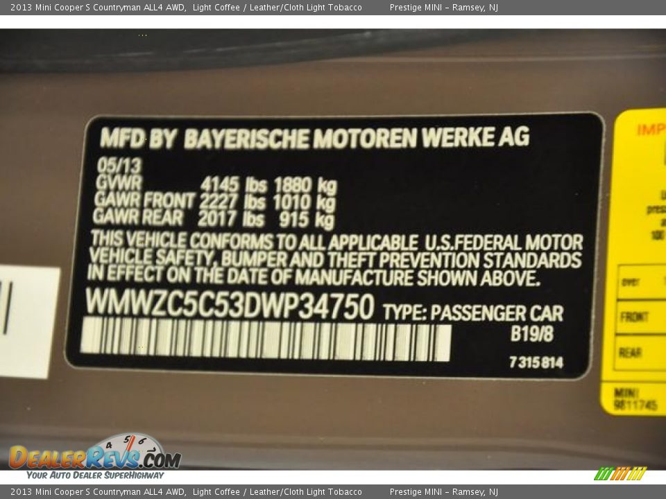 2013 Mini Cooper S Countryman ALL4 AWD Light Coffee / Leather/Cloth Light Tobacco Photo #28