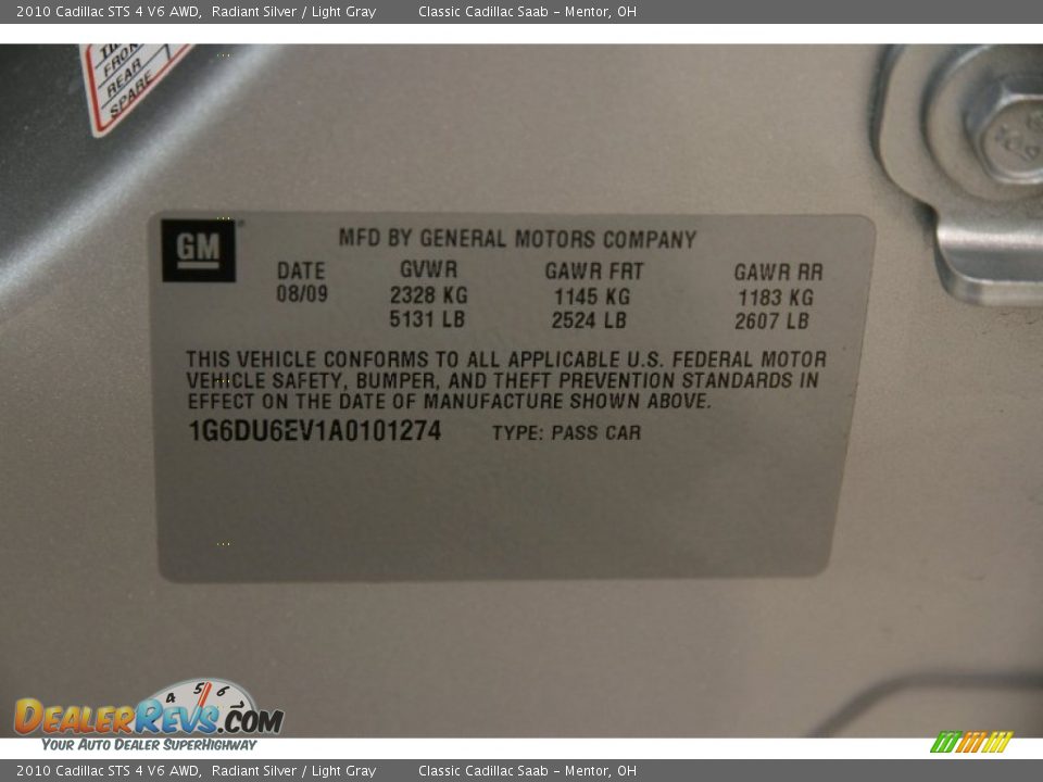2010 Cadillac STS 4 V6 AWD Radiant Silver / Light Gray Photo #30