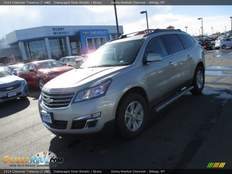 2014 Chevrolet Traverse LT AWD Champagne Silver Metallic / Ebony Photo #2