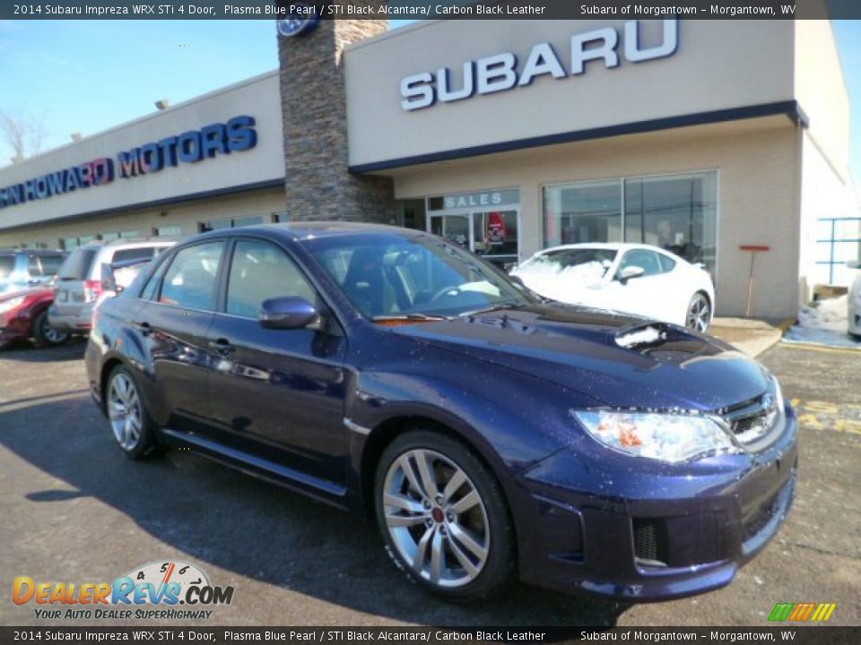 2014 Subaru Impreza WRX STi 4 Door Plasma Blue Pearl / STI Black Alcantara/ Carbon Black Leather Photo #1
