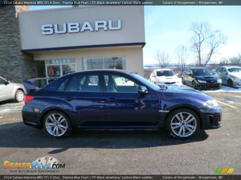 2014 Subaru Impreza WRX STi 4 Door Plasma Blue Pearl / STI Black Alcantara/ Carbon Black Leather Photo #8