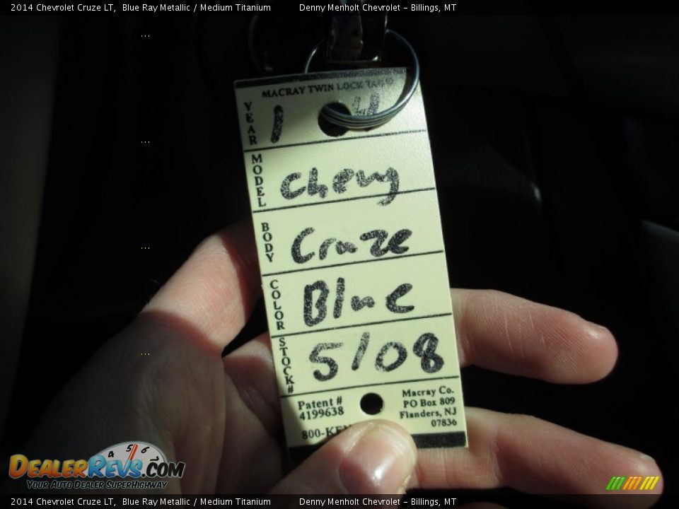 2014 Chevrolet Cruze LT Blue Ray Metallic / Medium Titanium Photo #10