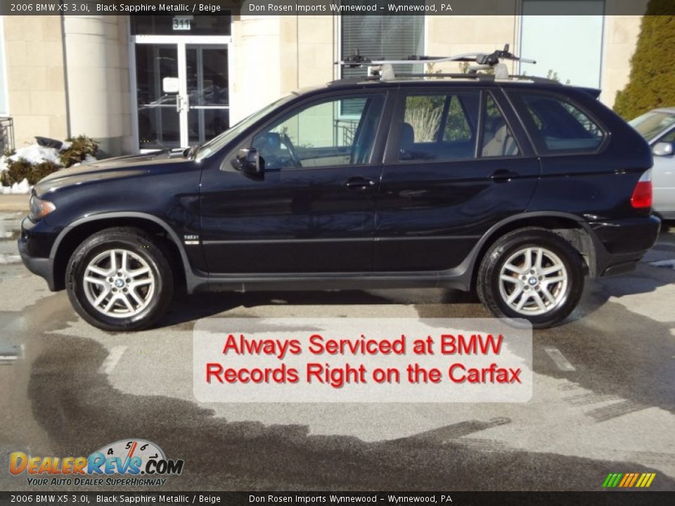 2006 BMW X5 3.0i Black Sapphire Metallic / Beige Photo #3