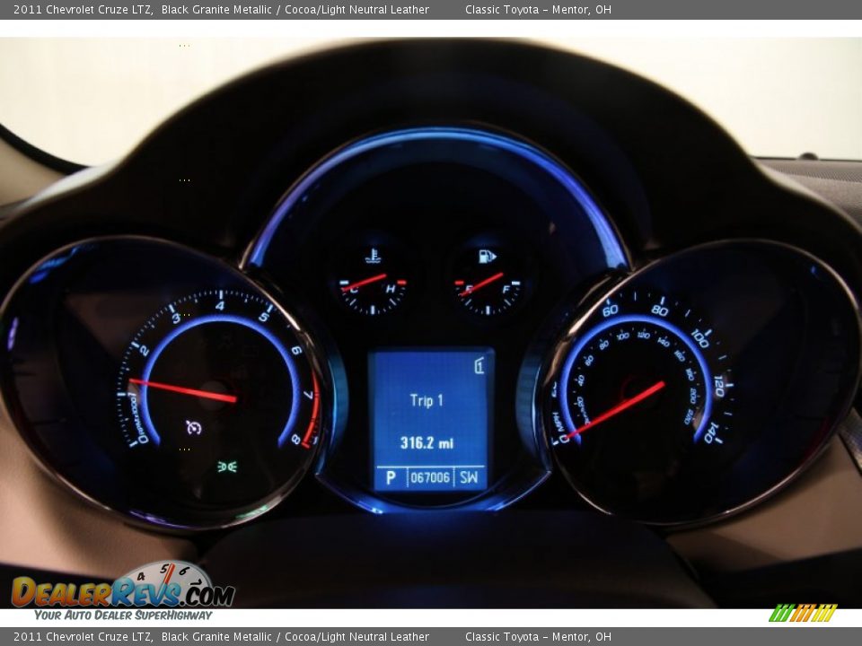 2011 Chevrolet Cruze LTZ Black Granite Metallic / Cocoa/Light Neutral Leather Photo #9