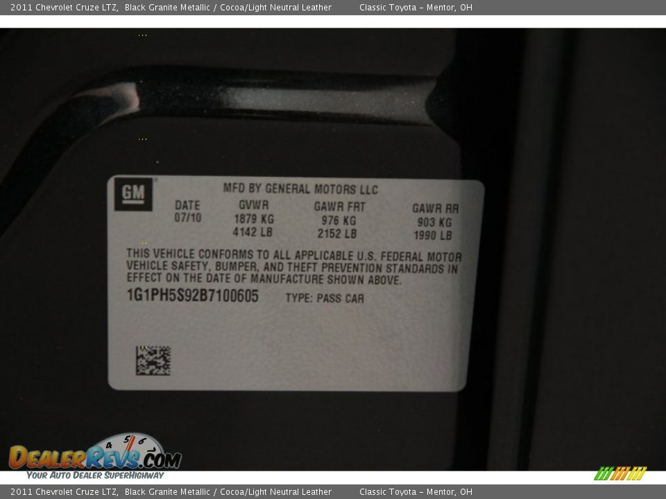 2011 Chevrolet Cruze LTZ Black Granite Metallic / Cocoa/Light Neutral Leather Photo #21