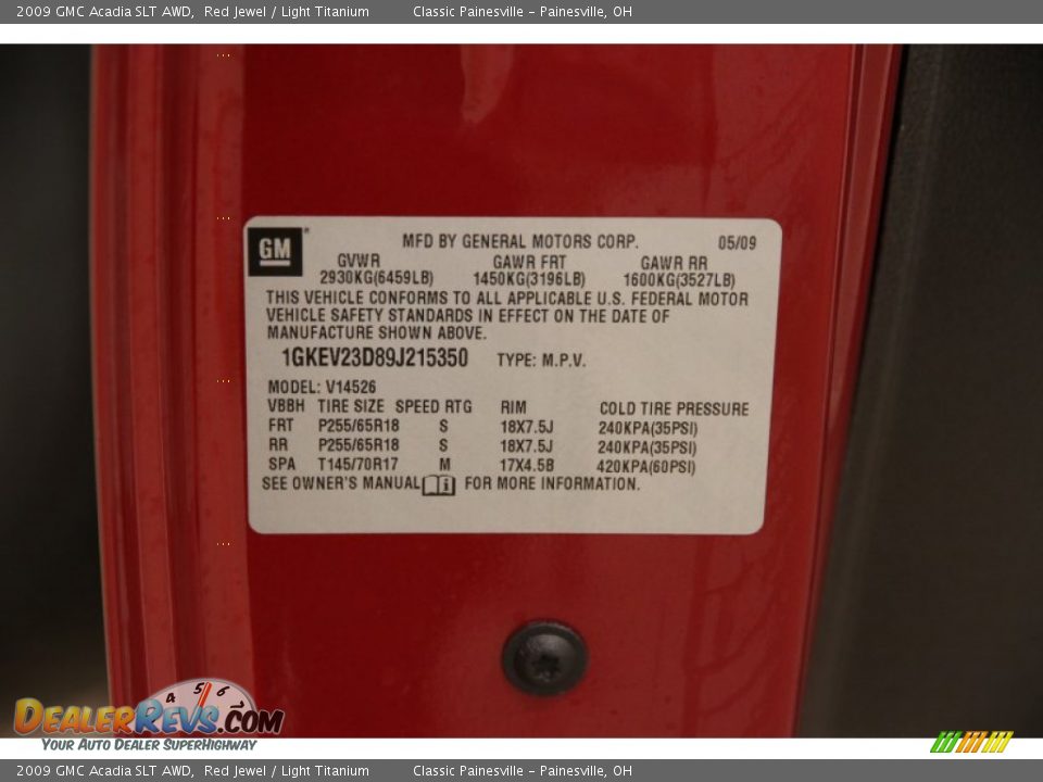 2009 GMC Acadia SLT AWD Red Jewel / Light Titanium Photo #24