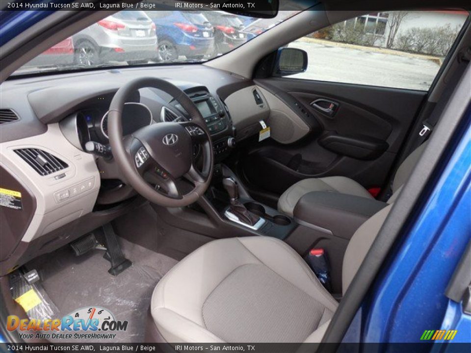 2014 Hyundai Tucson SE AWD Laguna Blue / Beige Photo #6