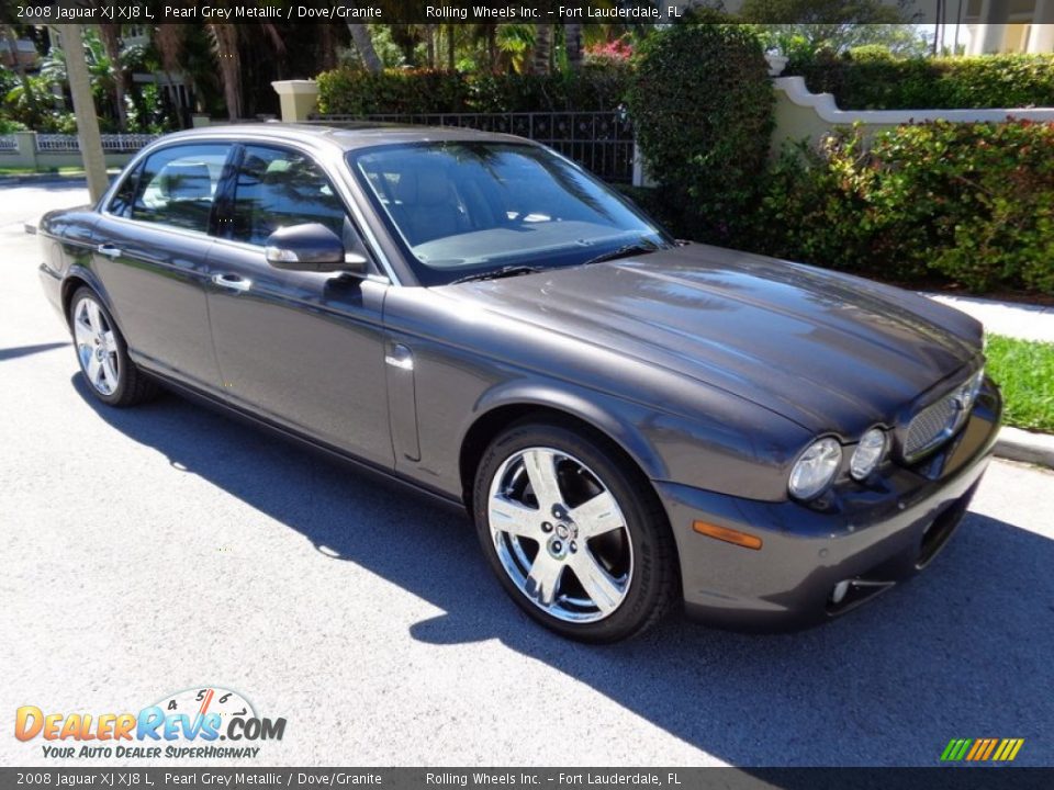 2008 Jaguar XJ XJ8 L Pearl Grey Metallic / Dove/Granite Photo #13