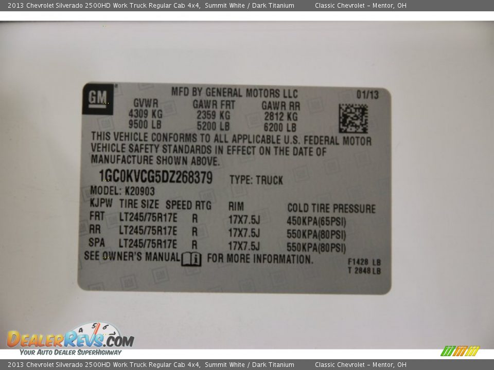 2013 Chevrolet Silverado 2500HD Work Truck Regular Cab 4x4 Summit White / Dark Titanium Photo #13