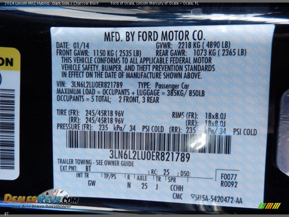 Lincoln Color Code BT Dark Side