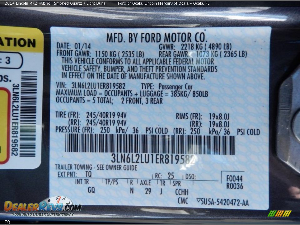 Lincoln Color Code TQ Smoked Quartz