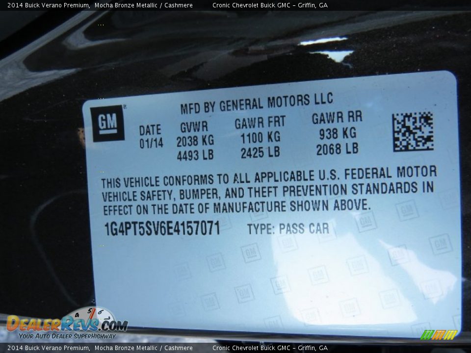 Info Tag of 2014 Buick Verano Premium Photo #18