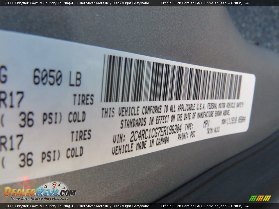 2014 Chrysler Town & Country Touring-L Billet Silver Metallic / Black/Light Graystone Photo #17