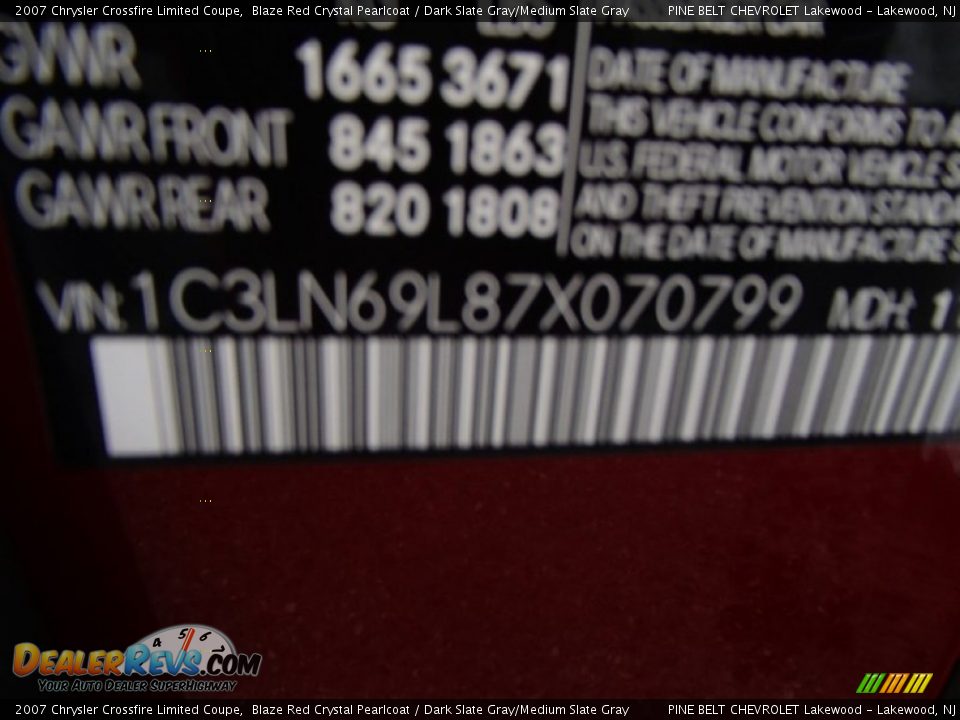 2007 Chrysler Crossfire Limited Coupe Blaze Red Crystal Pearlcoat / Dark Slate Gray/Medium Slate Gray Photo #26