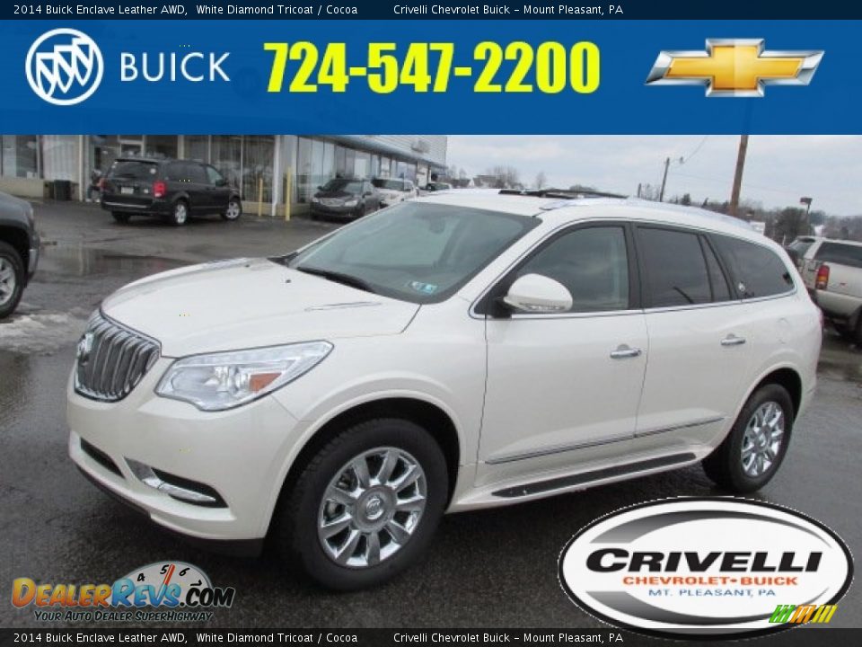 2014 Buick Enclave Leather AWD White Diamond Tricoat / Cocoa Photo #1