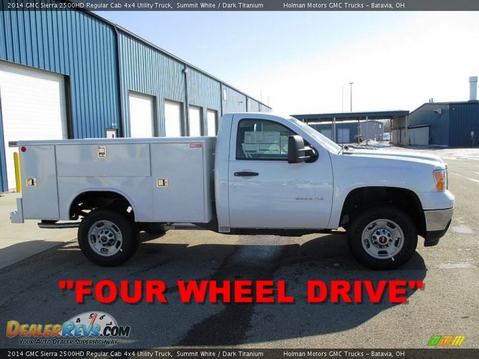 2014 GMC Sierra 2500HD Regular Cab 4x4 Utility Truck Summit White / Dark Titanium Photo #1