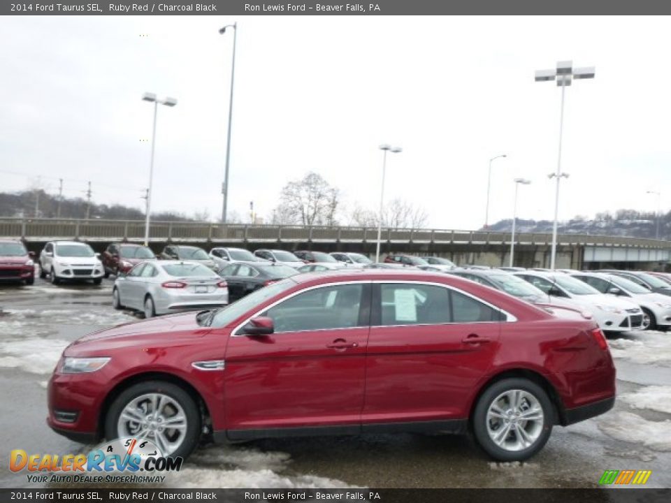 2014 Ford Taurus SEL Ruby Red / Charcoal Black Photo #5
