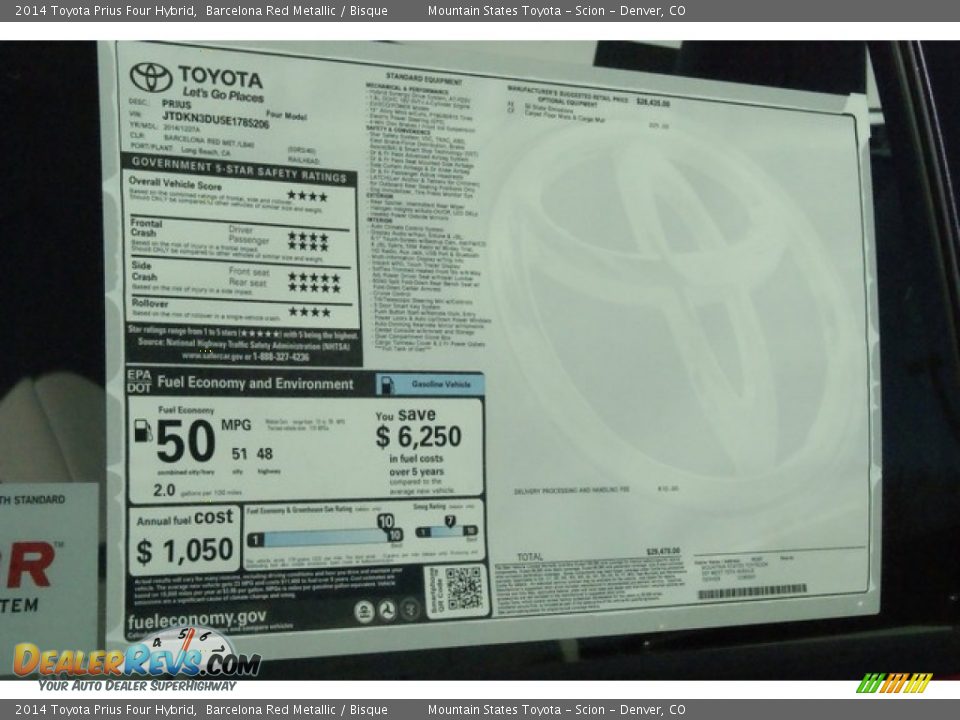 2014 Toyota Prius Four Hybrid Barcelona Red Metallic / Bisque Photo #10