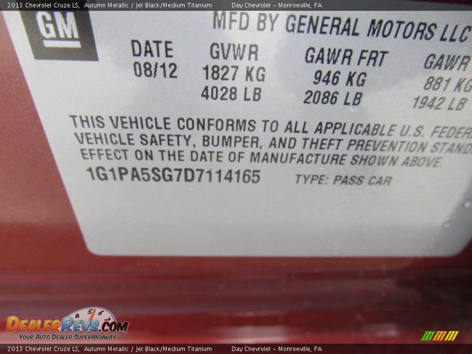 2013 Chevrolet Cruze LS Autumn Metallic / Jet Black/Medium Titanium Photo #19