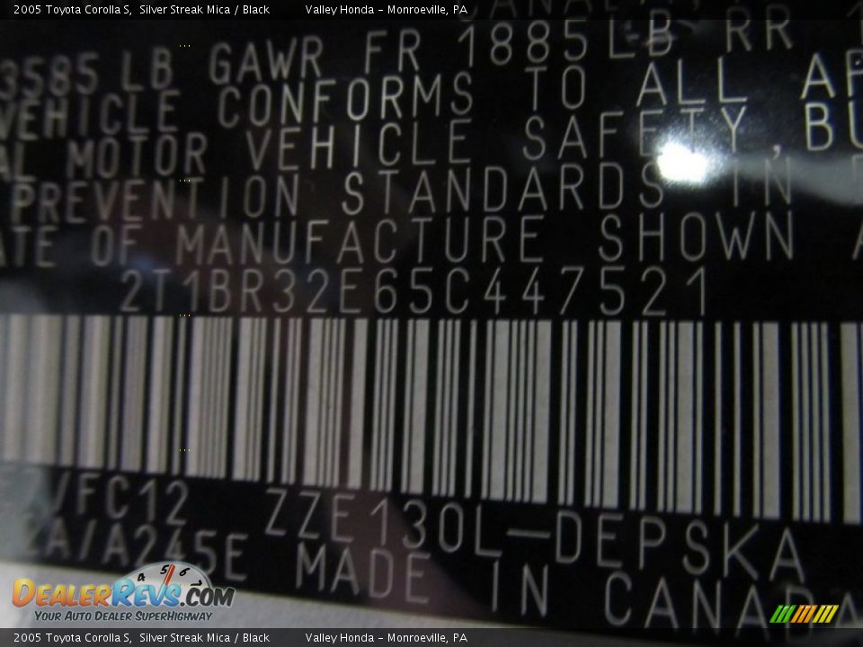 2005 Toyota Corolla S Silver Streak Mica / Black Photo #14