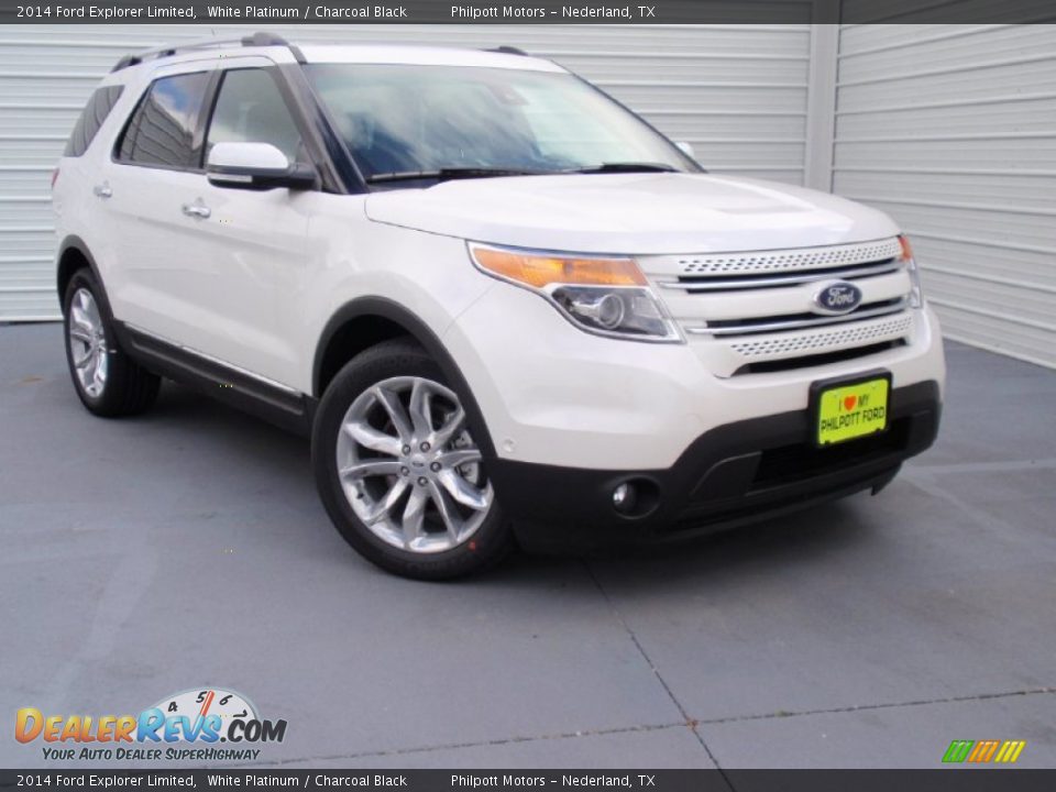 2014 Ford Explorer Limited White Platinum / Charcoal Black Photo #2
