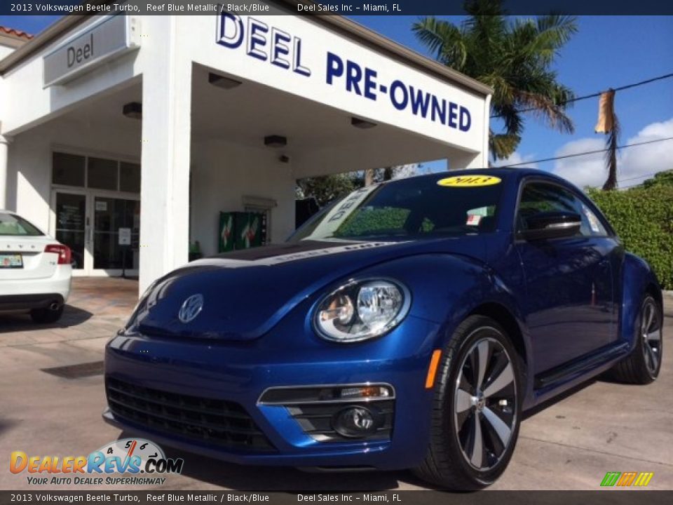 2013 Volkswagen Beetle Turbo Reef Blue Metallic / Black/Blue Photo #1
