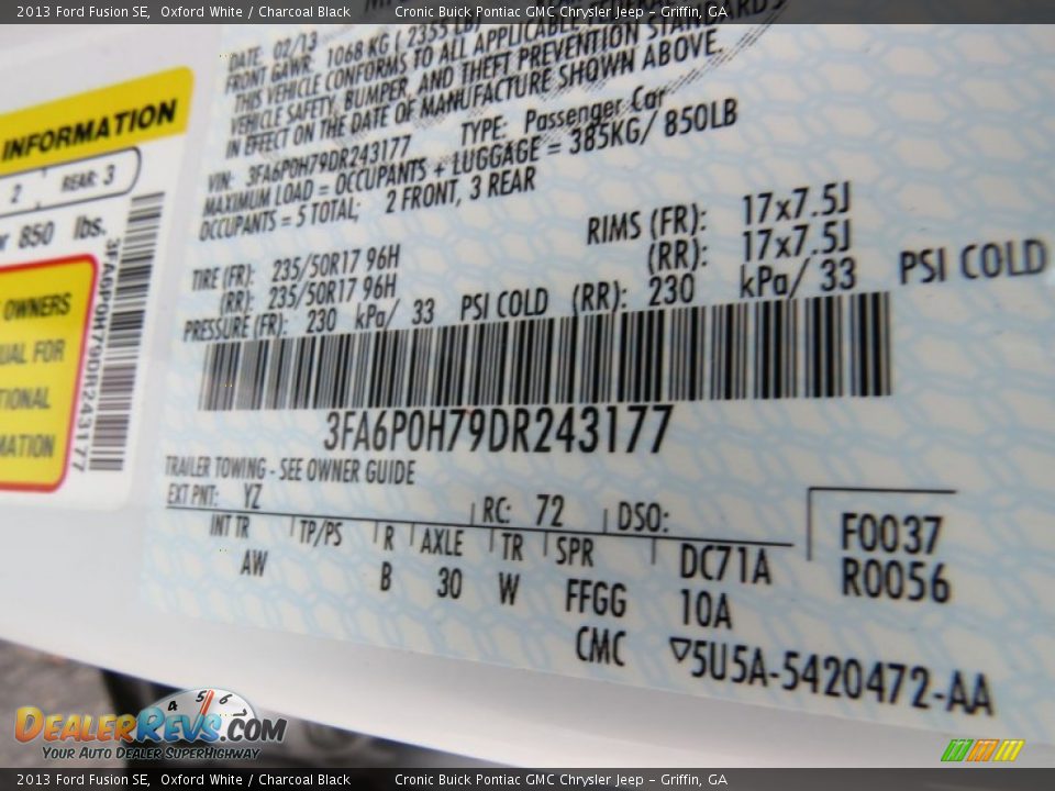 2013 Ford Fusion SE Oxford White / Charcoal Black Photo #24