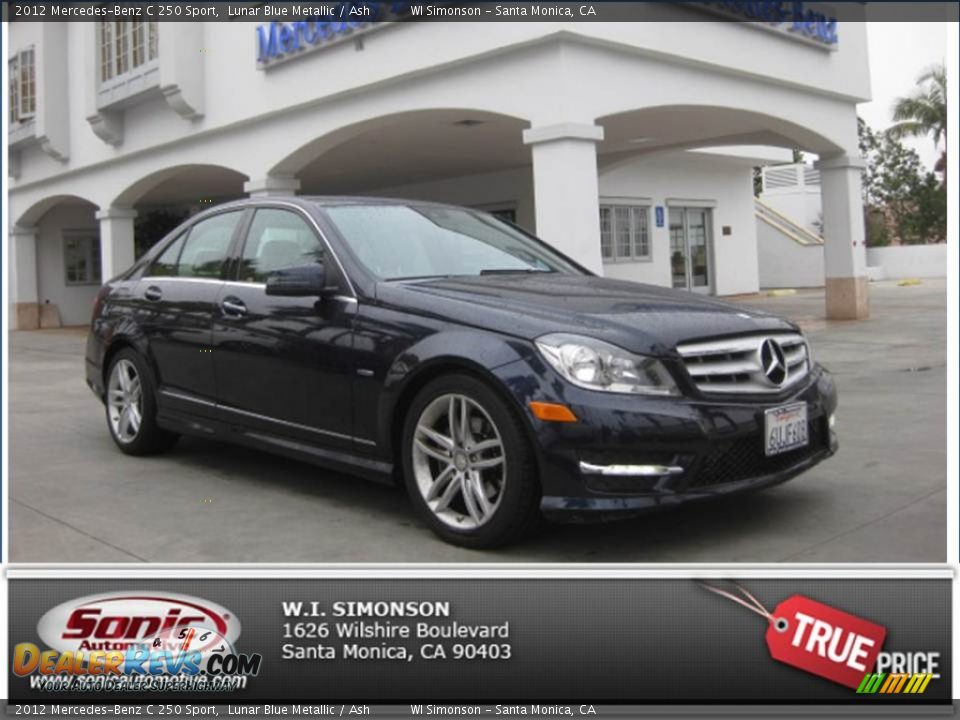 2012 Mercedes-Benz C 250 Sport Lunar Blue Metallic / Ash Photo #26