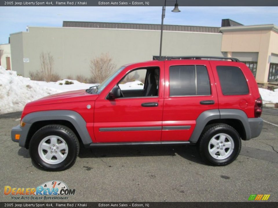 2005 Jeep Liberty Sport 4x4 Flame Red / Khaki Photo #3