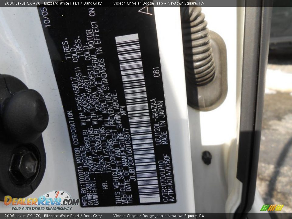 2006 Lexus GX 470 Blizzard White Pearl / Dark Gray Photo #25