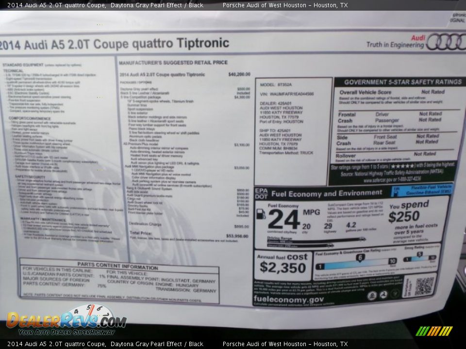 2014 Audi A5 2.0T quattro Coupe Window Sticker Photo #32